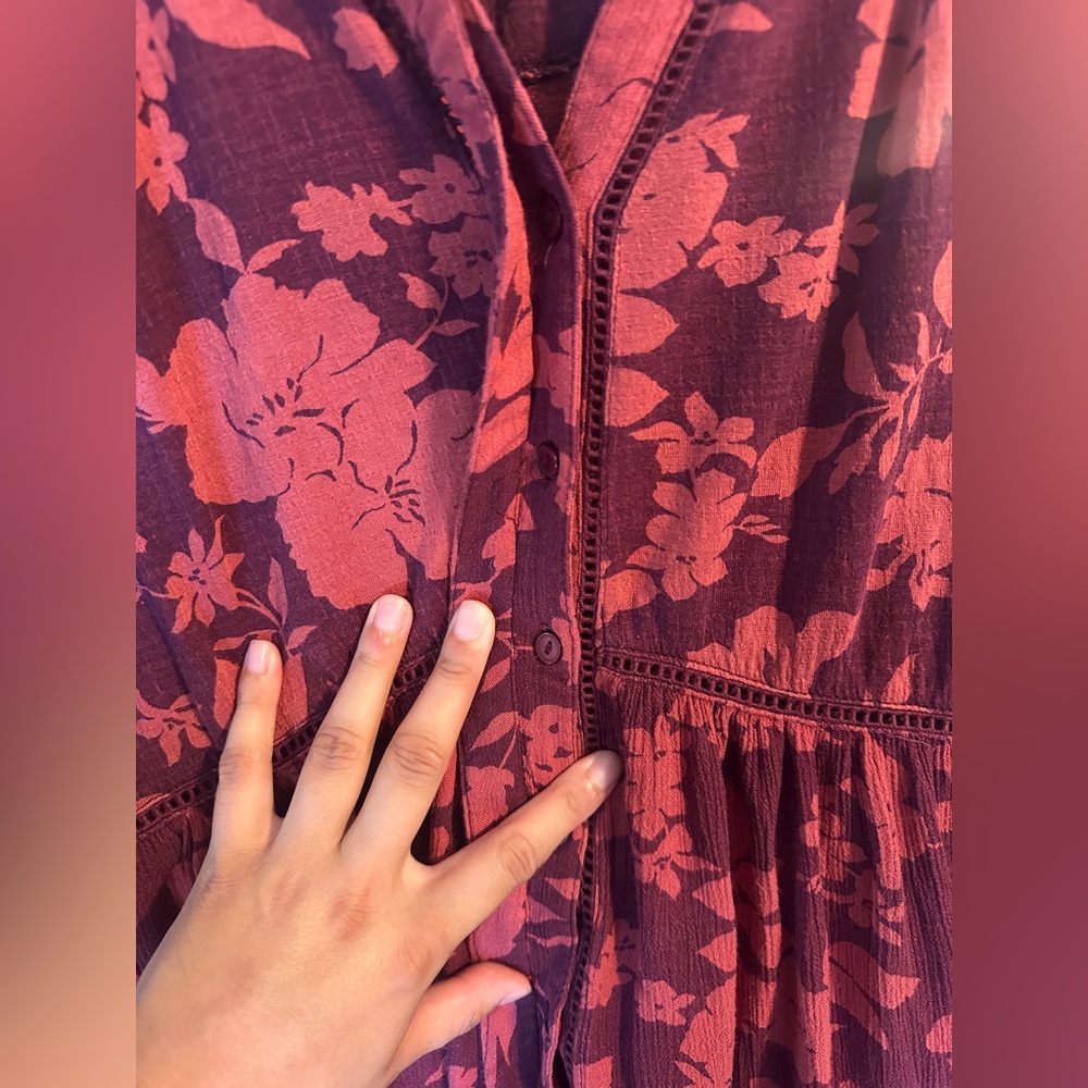 Anthropologie Sleeveless Nia Tunic in Wine Floral - Picture 4 of 12